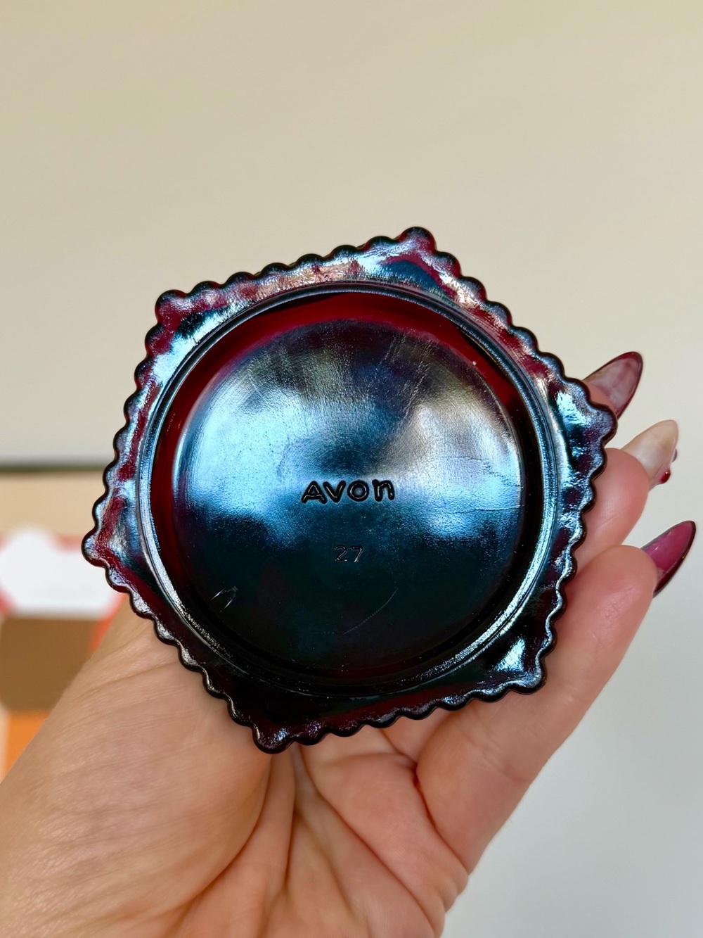 70s-80s Vintage ♥️ Avon x Wheaton Glass Company 1876 Cape Cod Ruby Red Goblet - Picture 3 of 4